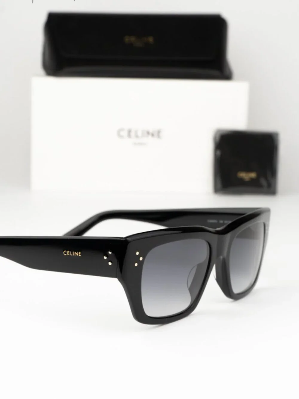 Celine Men Sunglasses Black Grey Gradient Cat Eye CL40297U 01B NEW AUTHENTIC